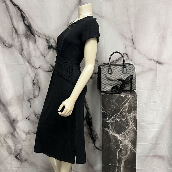 Anthropology dress charcoal, short sleeve mid length - Picture 6 of 8